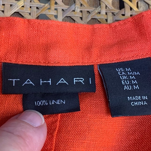 Tahari linen blazer jacket bright orange - Picture 5 of 6